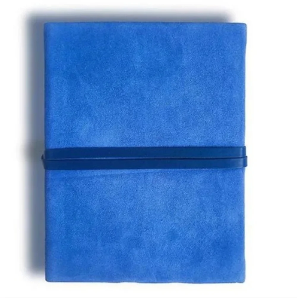 HANDSTITCHED BLUE SUEDE JOURNAL, SIZE 8
